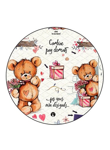 Bears Printed Fridge Magnet Round Multicolour
