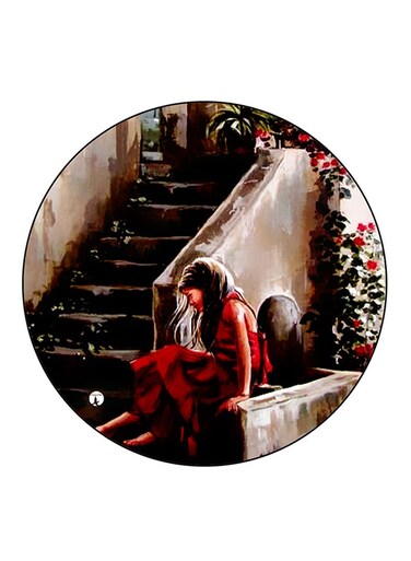 Vintage Art Printed Fridge Magnet Round Multicolour