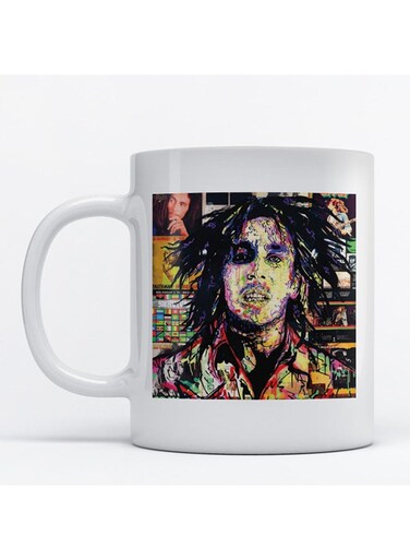 Bob Marley Printed Mug White/Yellow/Black