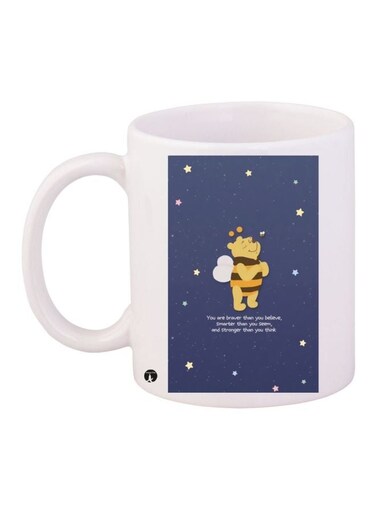 Pooh Quote Printed Coffee Mug White/Yellow/Blue 11ounce