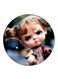 Girl Printed Fridge Magnet Round Multicolour