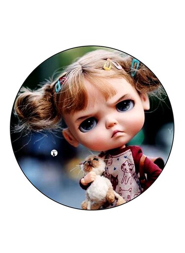 Girl Printed Fridge Magnet Round Multicolour