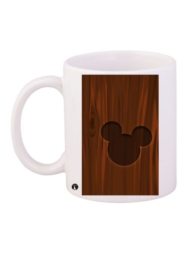 Mickey Mouse Printed Coffee Mug White/Brown 11ounce