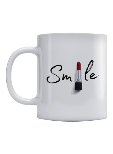 Smile Printed Mug White/Black/Red