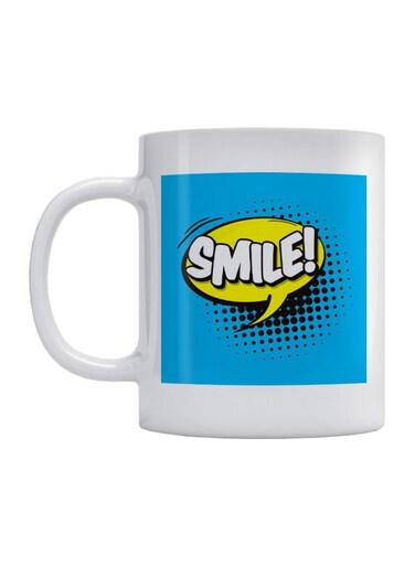 Smile Printed Mug White/Blue/Yellow