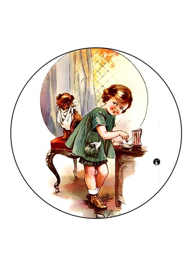 Vintage Art Printed Fridge Magnet Multicolour