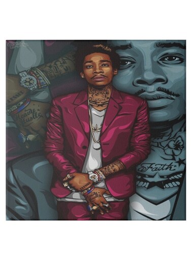 Rapper Wiz Khalifa Pattern Hidden Frame Canvas Wall Painting Multicolour 50 x 50cm