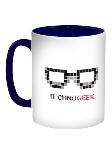 Techno Geek Printed Coffee Mug Black/Grey/Red 11ounce
