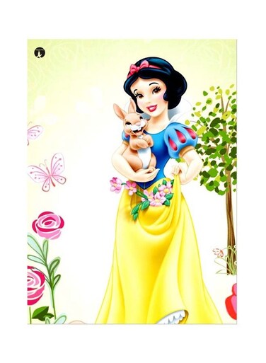 Snow White Themed Metallic Plate Yellow/Blue/Green 20x15cm
