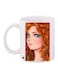 Cartoon Girl Printed Coffee Mug White/Brown/Beige 11ounce
