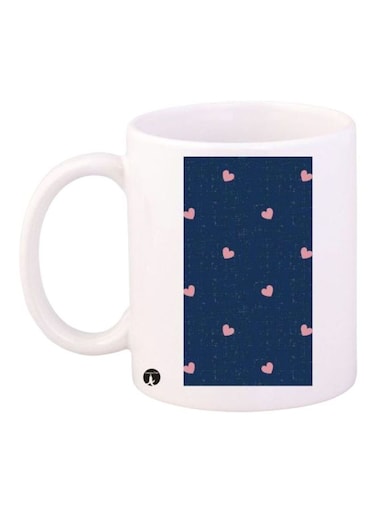 Heart Printed Mug White/Blue/Pink Standard Size