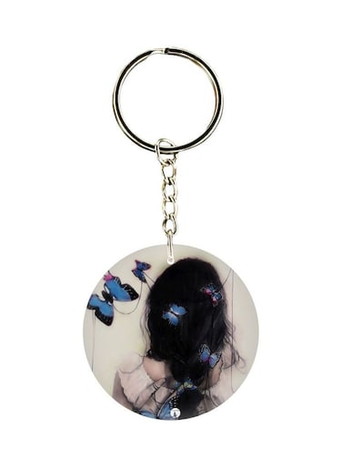 Girl Printed Double Sided Keychain