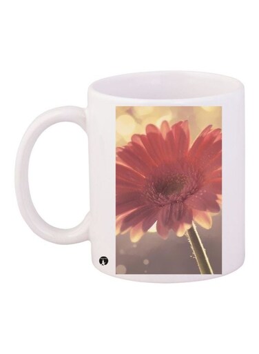 Flower Printed Coffee Mug White/Red/Green 11ounce