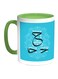 Arabic Letter H Printed Coffee Mug Blue/White/Green 11ounce