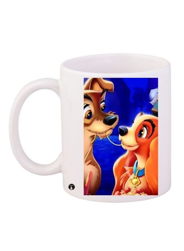 Cartoon Dogs Themed Coffee Mug White/Blue/Brown 11ounce