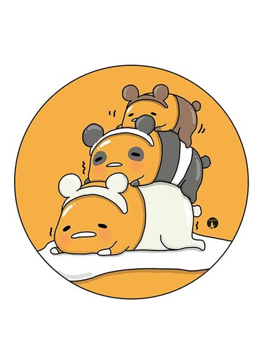 Gudetama Printed Fridge Magnet Round Multicolour