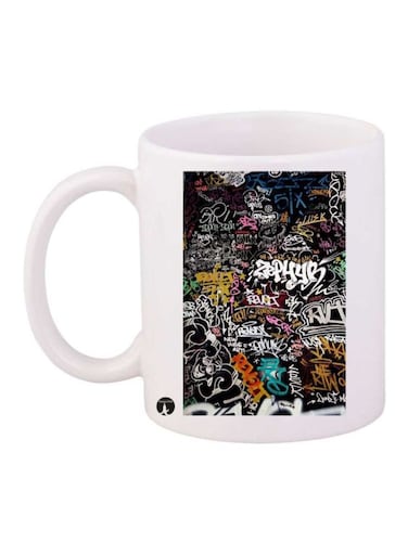 Graffiti Printed Mug White/Black/Red Standard Size