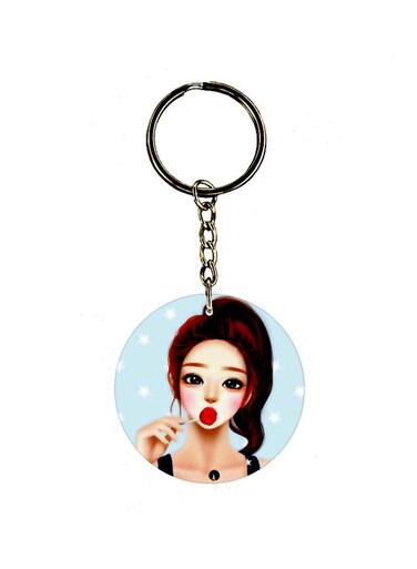 Animie Girl Printed Keychain