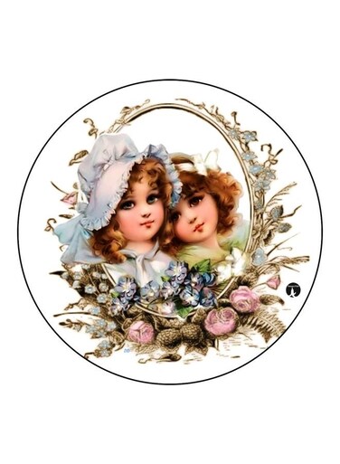 Girls Printed Fridge Magnet White/Beige/Blue 5.5cm