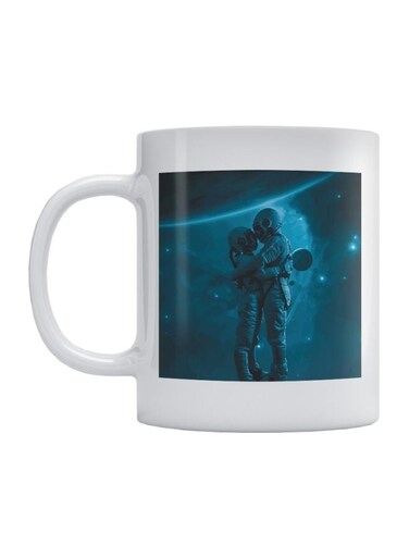 Astronauts Love Printed Coffee Mug White/Blue 350ml