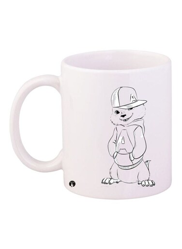 Cartoon Printed Coffee Mug White/Grey 11ounce