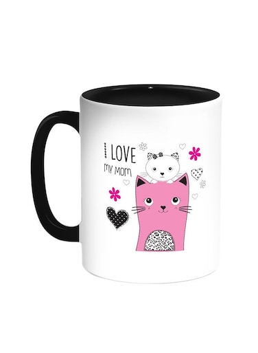 I Love My Mom Printed Coffee Mug Black/White 11ounce