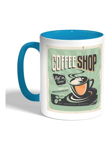 Old Caffee Shop Printed Coffee Mug White