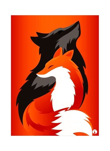 Fox Themed Decorative Metallic Plate Orange/Black/White 20x15cm
