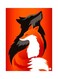 Fox Themed Decorative Metallic Plate Orange/Black/White 20x15cm