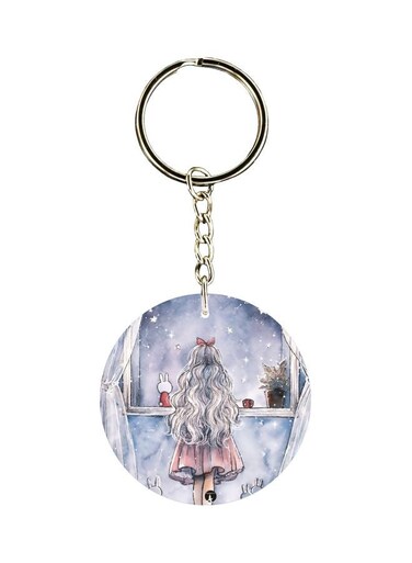 Girl Printed Double Sided Keychain