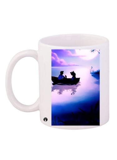 Cartoon Printed Coffee Mug White/Purple/Pink 11ounce