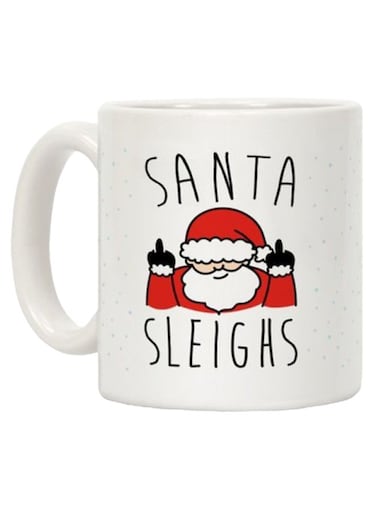 Santa Sleighs Printed Coffee Mug White/Red/Black