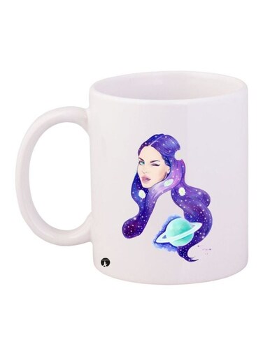 Girl Printed Coffee Mug White/Purple/Blue 11ounce