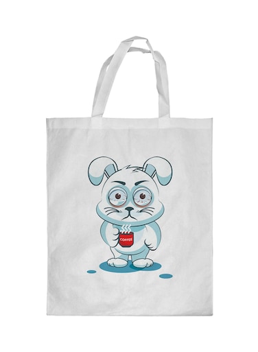 Rabbit Printed Shopping Bag White