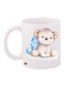 Teddy Bear Printed Coffee Mug White/Beige/Blue 11ounce