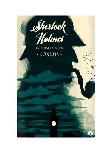 Printed Fridge Magnet Black/White/Blue 8.5cm