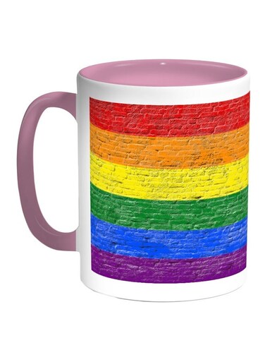 Wall Printed Coffee Mug Pink/Red/Yellow 11ounce