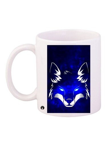 Animated Fox Printed Coffee Mug White/Blue/Black