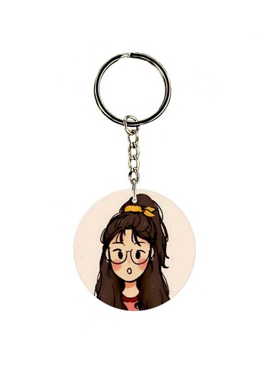 Girl Printed Double Sided Keychain