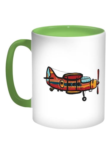 War Plane Printed Coffee Mug Green/White/Red