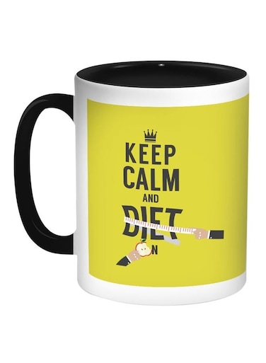 Keep Calm And Diet Printed Coffee Mug Light Green/White/Black 11ounce
