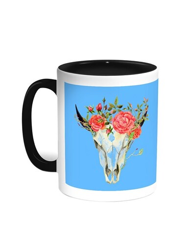 Abstract Art Of The Skull Of A Deer Printed Coffee Mug Black/White 11ounce
