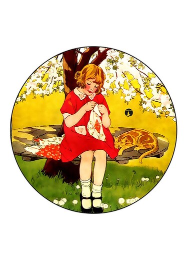 Vintage Art Printed Fridge Magnet Multicolour