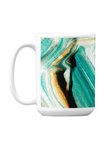 Premium Printed Ceramic Coffee Mug White/Green 350ml