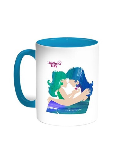 Mothers Day Printed Coffee Mug Turquoise/White 11ounce