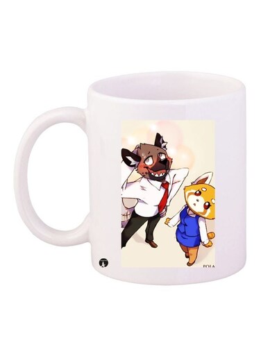 Cartoon Printed Coffee Mug White/Yellow/Black 11ounce