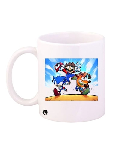 Cartoon Character Printed Mug White/Blue/Yellow