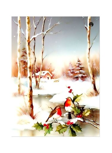 Birds Themed Printed Plate White/Brown/Green 20x15cm