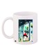 Cartoon Printed Coffee Mug White/Blue/Green 11ounce