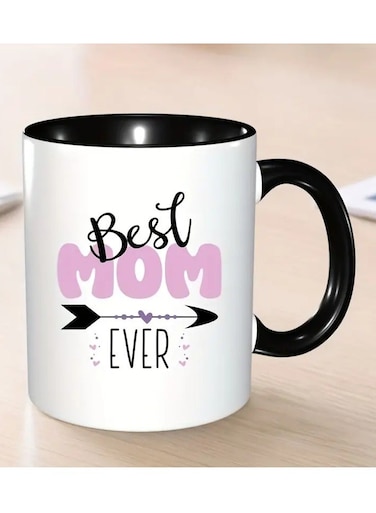 Best Mom Ever" 11oz White Ceramic Coffee Mug with Black Accents - Dishwasher &amp; Microwave Safe, Ideal Gift for Mother's Day, Birthdays, Holidays, Christmas, and New Year, Mother's Day Mug   Playful Typography   Dishwasher Safe